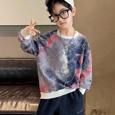 China Baisheng Custom Garment Anti-pilling Tie Dye Long Sleeve Oversized Rubber Letter Stars Print Boy's Hoodies High Street Kids Casual Sweatshirt for sale