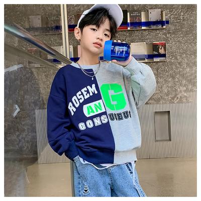 China Boutique OEM Apparel Baisheng Anti-pilling Cotton Boy Hoodie Patchwork Rubber Print Sweatshirt Latest Apparel High Quality Design For Kid for sale