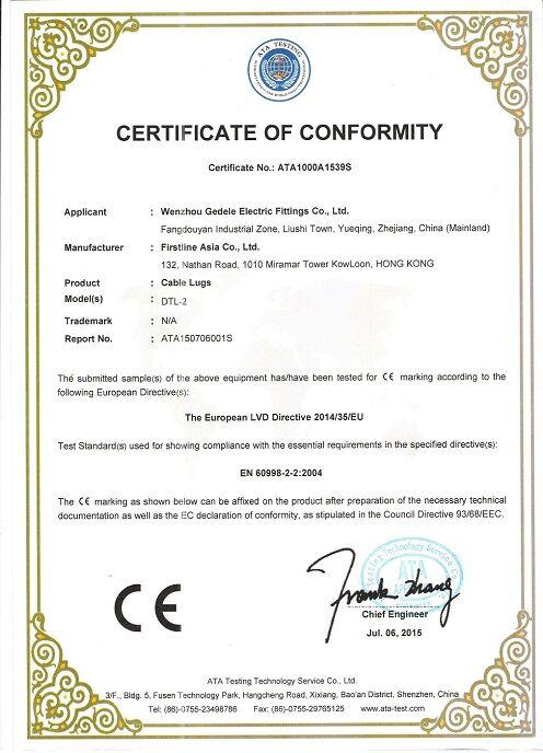 CE - Wenzhou Gedele Electric Fittings Co., Ltd.