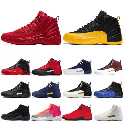 China New 12 Mens UNC Jordaneliedly 12s Game FIBA ​​BALL FIBA ​​College Dark Gold Men's Basketball Shoes FIBA ​​Breathable Sports Coaches Sneakers for sale