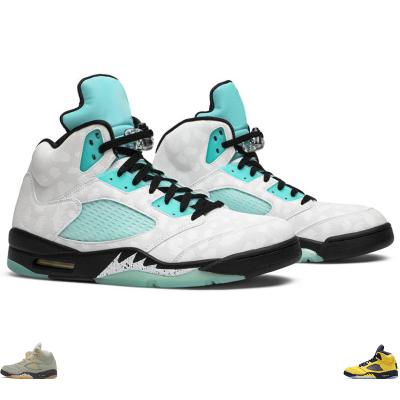 China High Quality Genuine Leather Rubber Jade Horizon Raging Bull Mens Basketball Shoes Jumpman Jordan 5s UNC Trainers Air Sports Shoes for sale