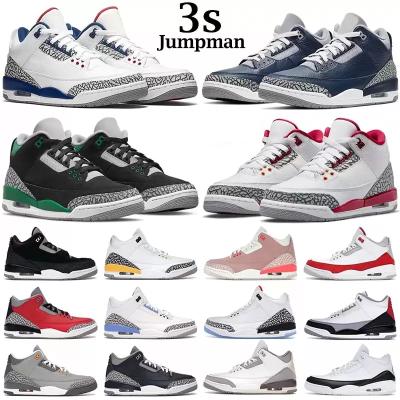 China Men's Basketball Shoes 3s UNC Jumpman Black Breathable Cement Runner Blue Fragment UNC Cool Gray Georgetown Jordaneliedly 3 UNC Sneakers for sale