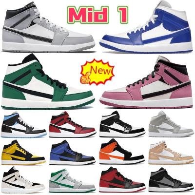 China Rubber With Box Basketball Shoes 1 UNC Carbon Fiber Mid UNC Light Gray Shadow Jumpman Smoke 1 Men Women Men Women Red Orange Barely Sneakers for sale