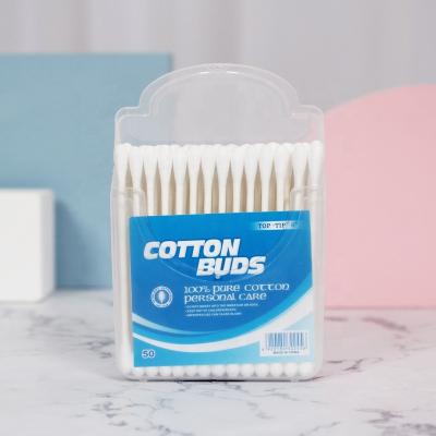 China 50PCS Hisopos Disposable White Paper Stick Cotton Swabs Easy-open Function Cotton Buds for sale