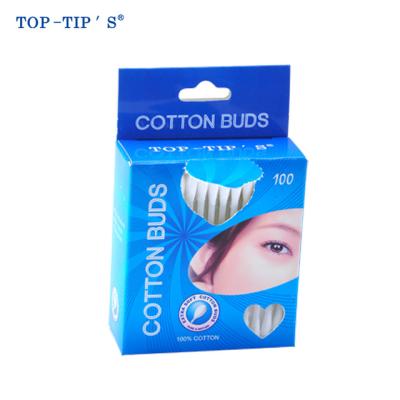 China Household Q-Tips Stick Paper Cotton Swabs in Color Box for sale