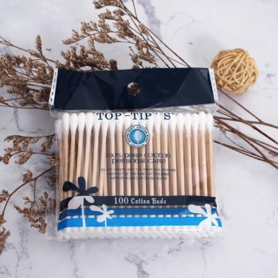 China Custom Eco-Friendly Disposable Makeup Wooden Ear Stick Bamboo Cotton Swab Cotton Buds for sale