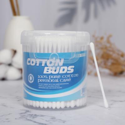 China 100% 200PCS Private Label Eco-friendly Q Tip Cleaning Plastic Cotton Swabs Stick Earbud for sale