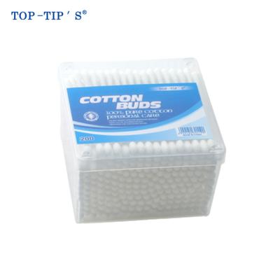 China 200PCS Daily Use Square Box OEM Cleaning Cotton Buds Cosmetic Cotton Swabs for sale