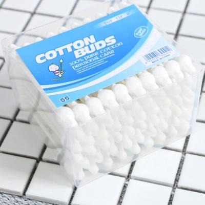 China Daily Wholesale Custom Safety Factory Use 55PCS Big Head Ear Cotton Swab Baby Cotton Buds for sale