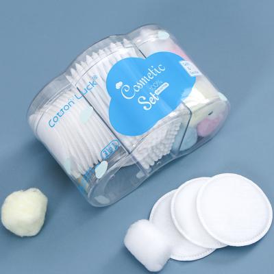 China Disposable Custom / Eco-friendly 3 in 1 Makeup Tool Kit Travel Hotel Use Cotton Balls Remover Pads Stick Cotton Paper Buds for sale