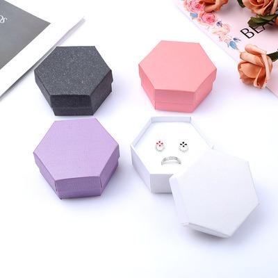 China Luxury creative solid hexagon earrings of the color top and bottom cover ring jewelry packaging box for sale