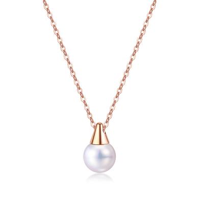 China Fashion Rose Gold Clavicle Chain Stainless Steel Pearl Plated Necklace for sale