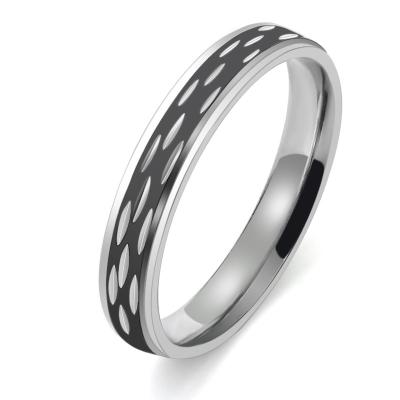 China Fashion CLASSIC Korean Titanium Stainless Steel Smooth Oil Drip Lovers Ring Jewelry for sale