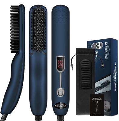 China Salon 3D Adjustment Temperature Setting 5 PTC Professional Beard Straightener Ceramic Heating Hair Brush for sale