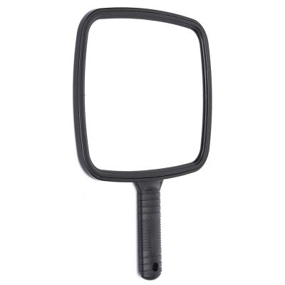 China Convenient Square Plastic Hand Held Big Black Handle Large Cosmetic Mirror for sale