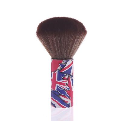 China Skin-friendly Colored Hair Styling Tools Nylon Neck Brush Barber Dust Hair Cleaning Brush With Wooden Handle for sale