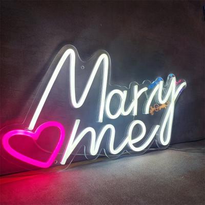 China Dropshipping Wall Mounted/Hanging Neon Sign Marry Me Letter Neon Led Sign For Party Wall Decoration for sale