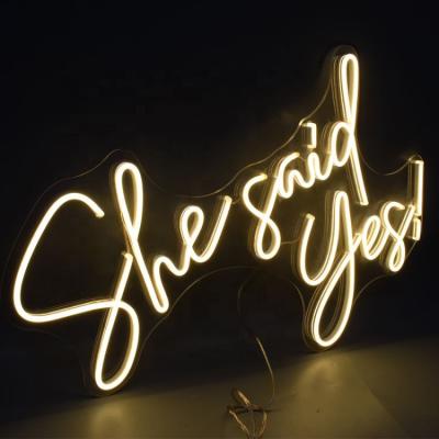 China OEM Wall Mounted / Hanging Neon Sign Service She Said Yes Other Wedding Decoration Neon Signs Lighting For Party for sale