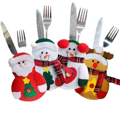 China Cloth Christmas Gift Bags New Year Christmas Ornament Decorations Tableware Knife And Fork Bags Tool Decoration Packaging for sale