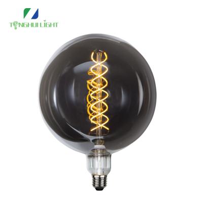 China Glass+Aluminum LED Filament Vintage Bulb E26/E27/B22 6w 8w Smoke Glass Oversized Light Bulb With TUV CE ROHS G200 PS160 TT80 BT180 for sale