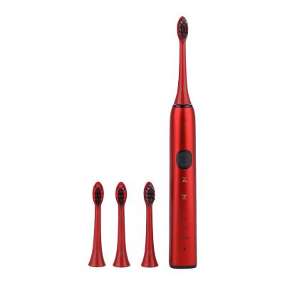 China Factory New Rechargeable Waterproof Rechargeable Replaceable Smart Ultrasonic Electric Toothbrush Brush Head Red Color OEM Design for sale