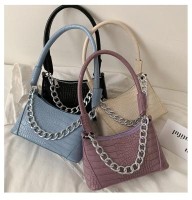 China Fashion Elegant Style Chain Handle Wholesale Lady Mini Square Handbag Crocodile Bags Women Leather Shoulder Bag for sale