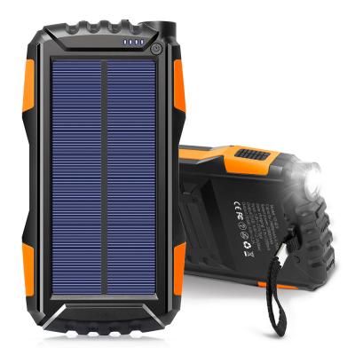 China Outdoor High Quality 20000mAh Large Capacity Unique Design SOS Light Mobile Phone Solar Power Bank for sale