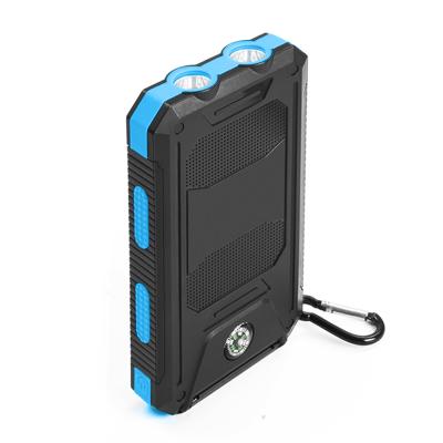 China Waterproof Portable 10000 mAh Solar Panel Charging Outdoor Sport Compass Solar Power Bank for sale