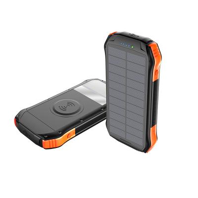 China 2020 Newest Type Large Capacity 5W Solar Power Input/Output 5V 2A 16000mAh Qi Portable Wireless Bank of C for sale