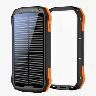 China Portable Waterproof External Phone Charger Solar Power Bank Solar Panel Charger 20100mAh Battery Pack With LED Flashlight for sale