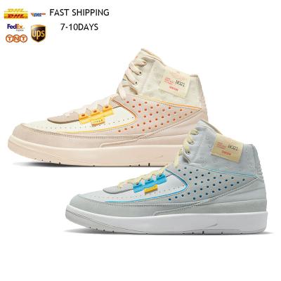 China Rubber With Box X Running Genuine Leather Jumpman 2s High Quality Off Gray Fog Rattan Sport White Basketball Shoe Unions Shoes for sale