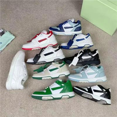 China Offs Shoes Womens Mens White Rubber Sneakers Designer Panda Color Block Decoration Arrow Lace Up Spiky Sneakers Size 35-45 for sale