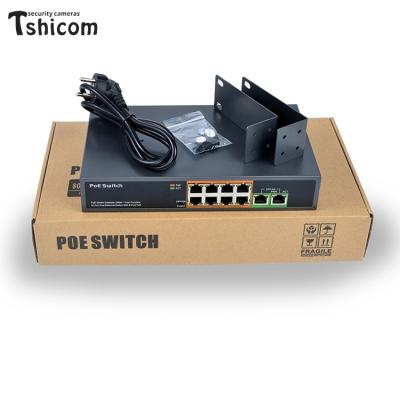 China Professional POE switch 8+2 port PoE+1 port 65W 4 port standard gigabit poe switch uplink+1SFP IEEE802.3at/af for IP cameras PSE604GS for sale