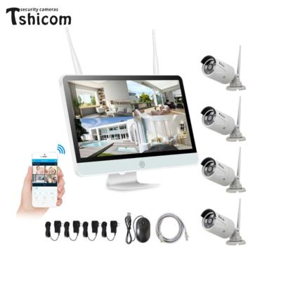 China TSHICOM NIGHT VISION 4CH 1080P NVR Kits 2MP IR Home Audio Recording Wifi Monitor Screen 12inch LCD Wireless Home Security Camera System for sale