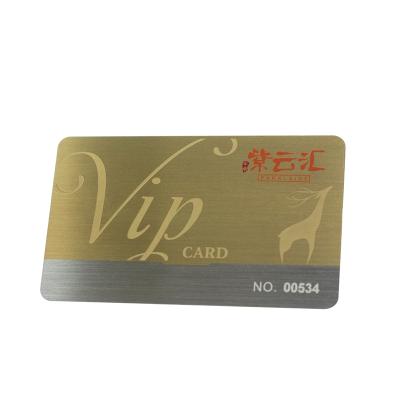 China Wholesale Europe Brushed Etching Metal Business Card Gold Metal Business Card With Item Signature for sale