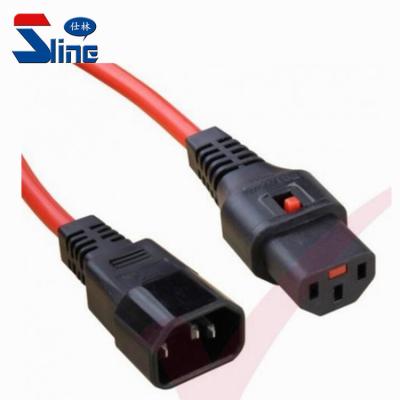 China Auto Home Appliance PDU IEC C14 To Lock IEC 60320 C13 Mains Cord Plug With UPS Lock Mains Power Cable Leads SJT 18AWG Or H05VV-F 3G1.0mm2 for sale