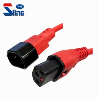 China Home Appliance PDU IEC 320 C14 Lockable C13 Power Cord 10 250V 18/3 SJT Plug Red Jacket Amp With UPS IEC60320 Female Lock Connector for sale