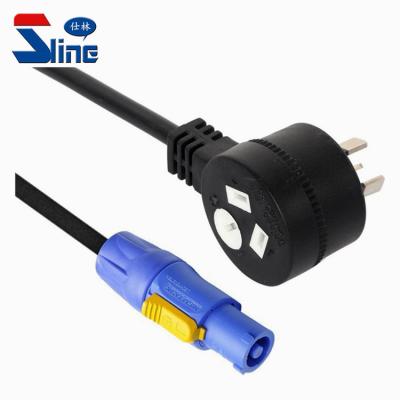 China Australian Home Appliance Piggyback Plug To Neutrik Powercon NAC3FCA Mains Power Tie Down 240V Power Lead Cable With Australia SAA Approval for sale