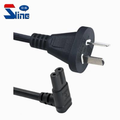 China Home Appliance IRAM 2063 Argentina Standard 2 Pin Plug To Down Angled IEC 320 C7 Mains Cord Cable With Argentina IRAM Certification for sale