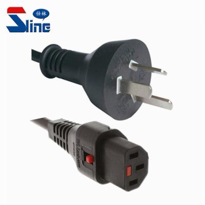 China Home Appliance IRAM Argentina 3 Pin Plug 2073 to IEC 320 C13 Mains Cord Self-Locking Cable with Argentina Lock IRAM Certification for sale