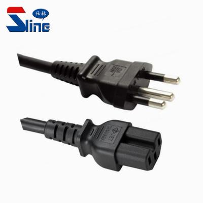 China Home Appliance Brazil 3 Pin Plug To IEC 320 C15 Mains Cord Cable With Brazilian INMETRO / UC Certification 10A 250V for sale