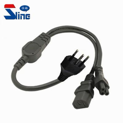 China Home Appliance Y Splitter Power Cord Cable Brazil 3 Pin Plug To IEC C13 And C5 With Brazilian INMETRO / UC Certification for sale