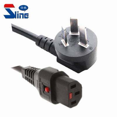 China Home Appliance 10A Angled China 3 Pin Plug To Lock IEC 320 C13 Power Cord Cable With Chinese CCC Approval for sale