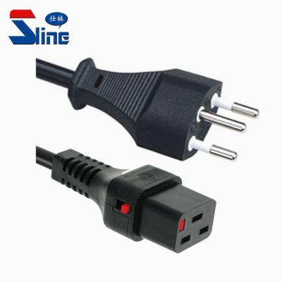 China Swiss Home Appliance T12 Mains Cord Plug To IEC 320 C19 Switzerland Self-Locking Female Lock Mains Cable With SEV Certification for sale