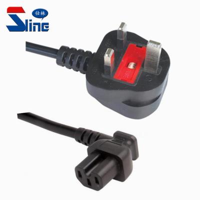 China UK & UK Fused Mains Cord Home Appliance BS1363 Standard Plug To IEC 320 Angled Mains C15 Kettle Lead Cable England ASTA Certification for sale