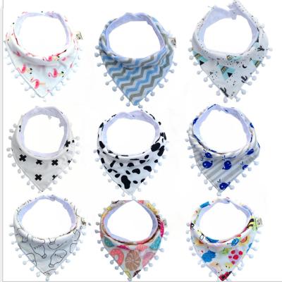 China Baby Viable Bibs Double Layer Burp Cloths Lace Up Tassel Drool Cartoon Triangle Saliva Towel Infant Kids Feeding Care Scarf for sale