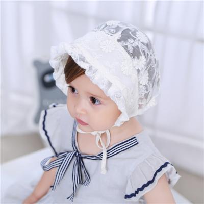 China 100% Cotton Baby Lace Hat Summer Newborn Photography Props Hood Baby Hat for sale