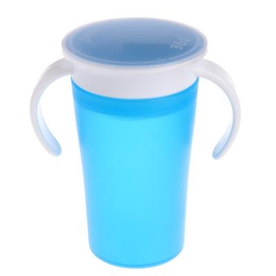 China 360 Degree Magic Drinking Cup Food Grade PP Plastic Prevent Leaking Feeding Cup for sale