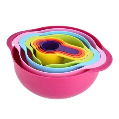 China Stocked plastic nested set of colorful kitchen mixing bowls for sale