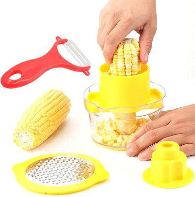 China Hot Selling Viable New Style 4 in 1 Multifunctional Cooking Tools Stainless Steel Manual Kitchen Corn Cob Stripper Gadget Set en venta